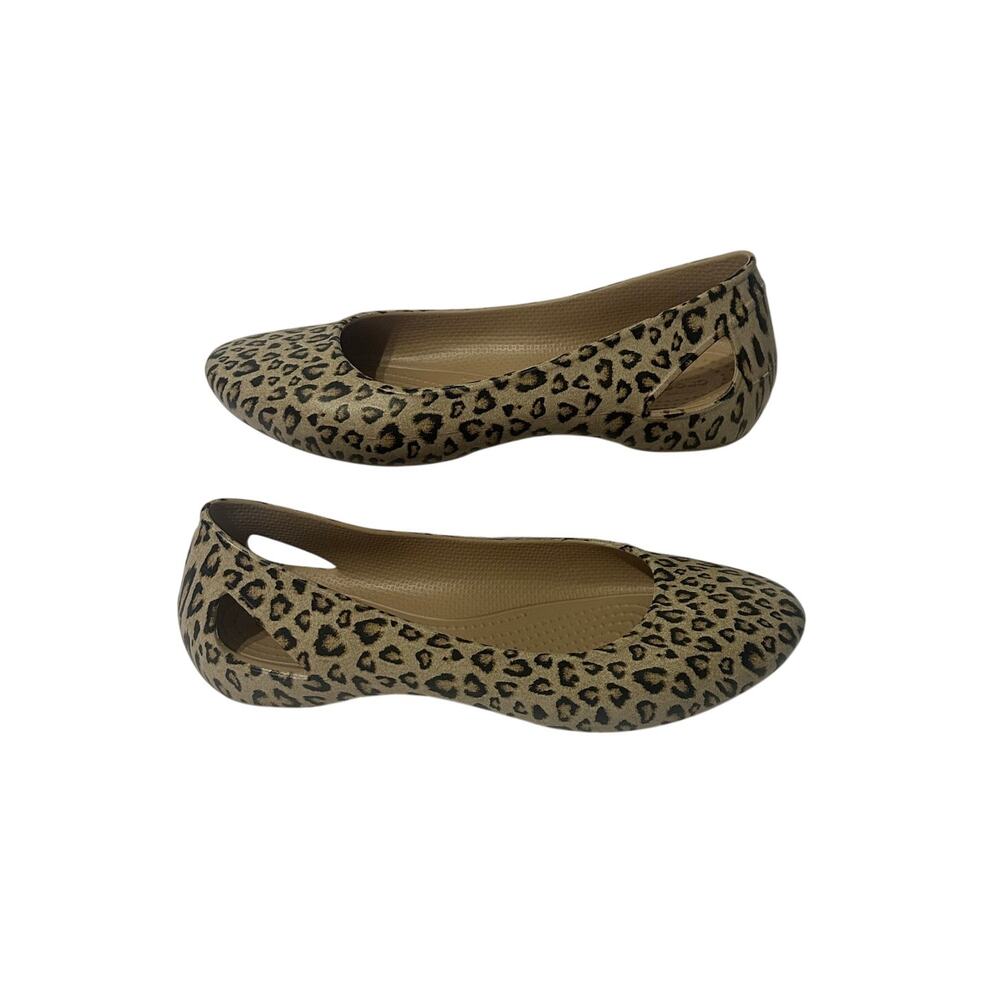CROCS Ballet Flats Leopard Cheetah Animal Print SIZE 7 Iconic Comfort Shoe Shoes